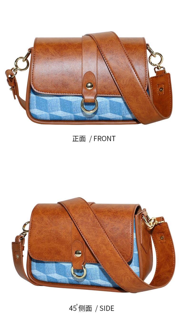 Women's Summer New Trend Retro Small Square Bag Personality Stylish Color-Block Shoulder Bag High-Quality Crossbody Bag for Women