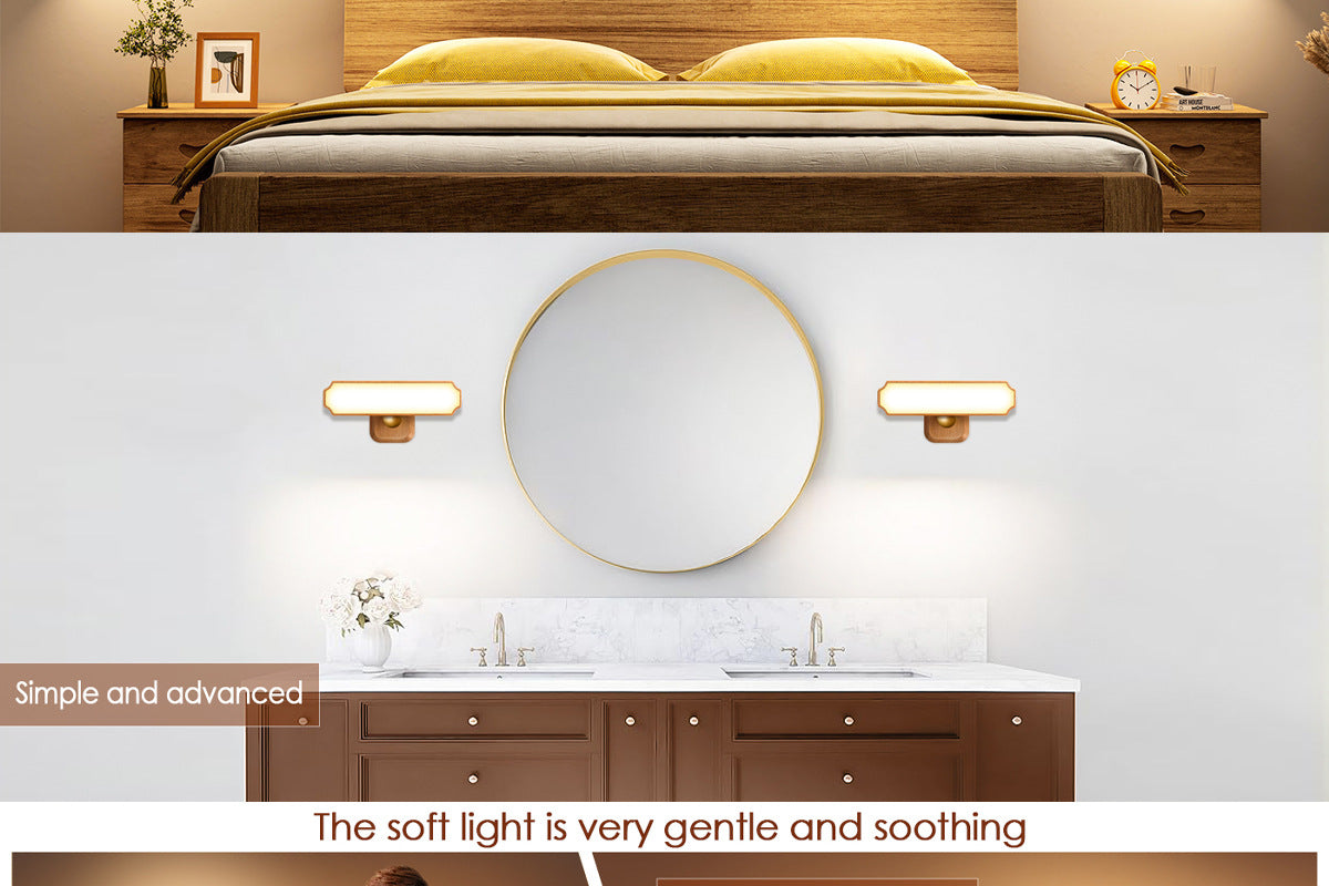 Solid Wood Wall Lamp Human Body Sensing Wireless Reading Wall Lamp Magnetic Night Light Desktop Warm Light Suitable for Staircase Corridor