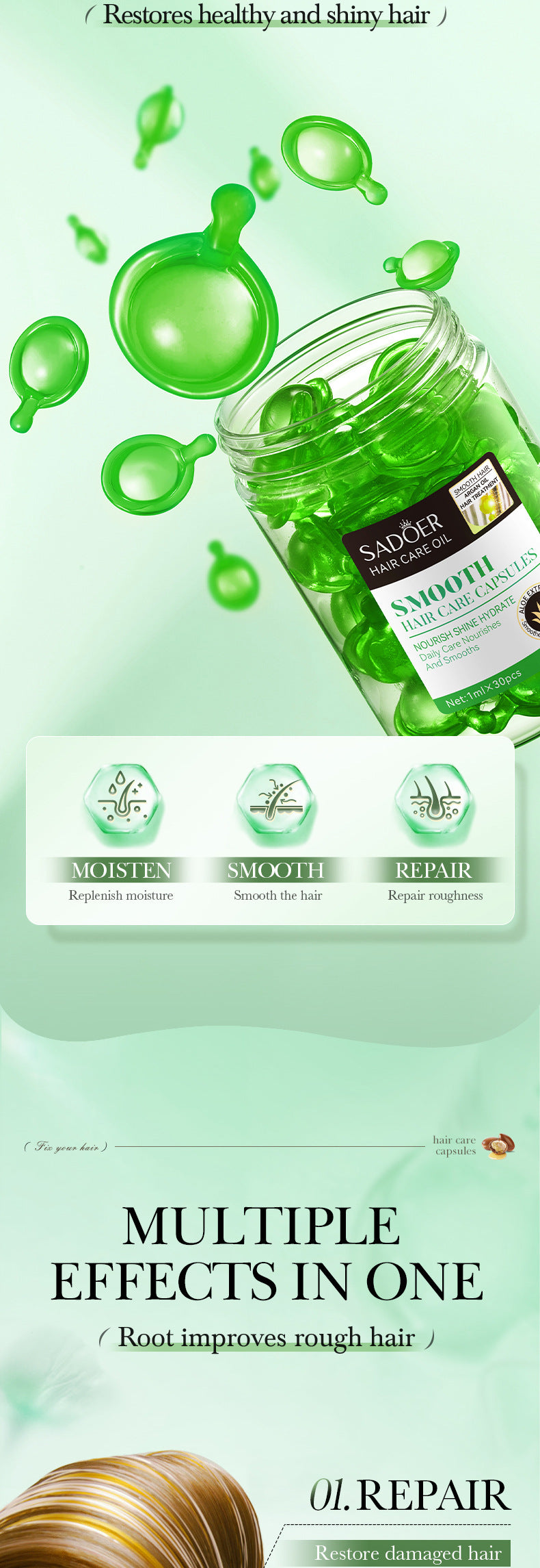 Nut Oil Hair Care Capsules SADOER Improve Frizz Essential Oil Capsule Conditioner  Wholesale