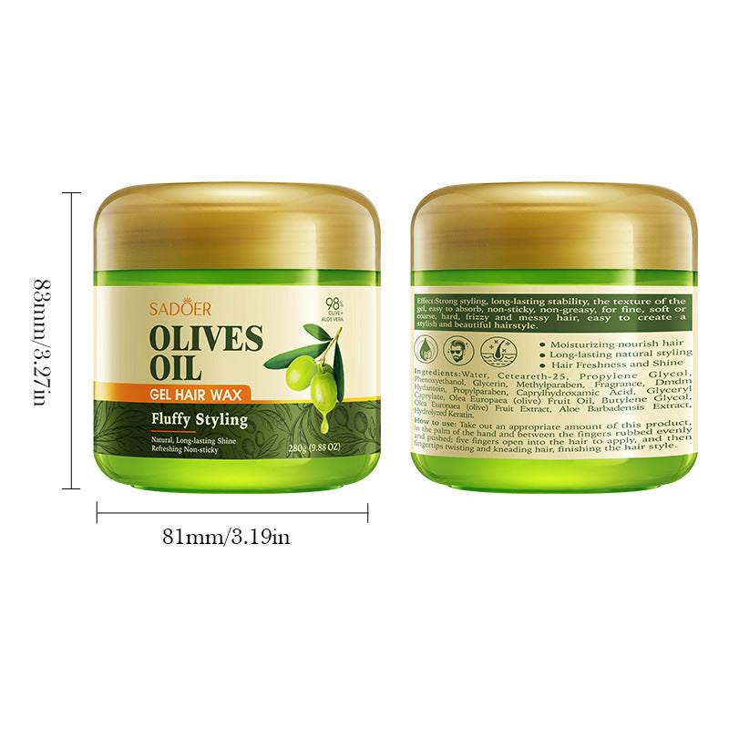 Olive Oil Hair Styling Wax SADOER Nourishing Gel Styling Fluffy Hair Wax  Foreign Trade Wholesale