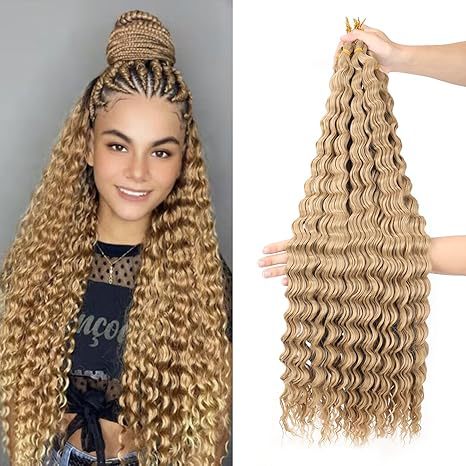 European and American Style Synthetic Hair Domestic Wig Crochet Hair Extensions Curly Hair Piece Deep Wave Bulk hair 30in120g