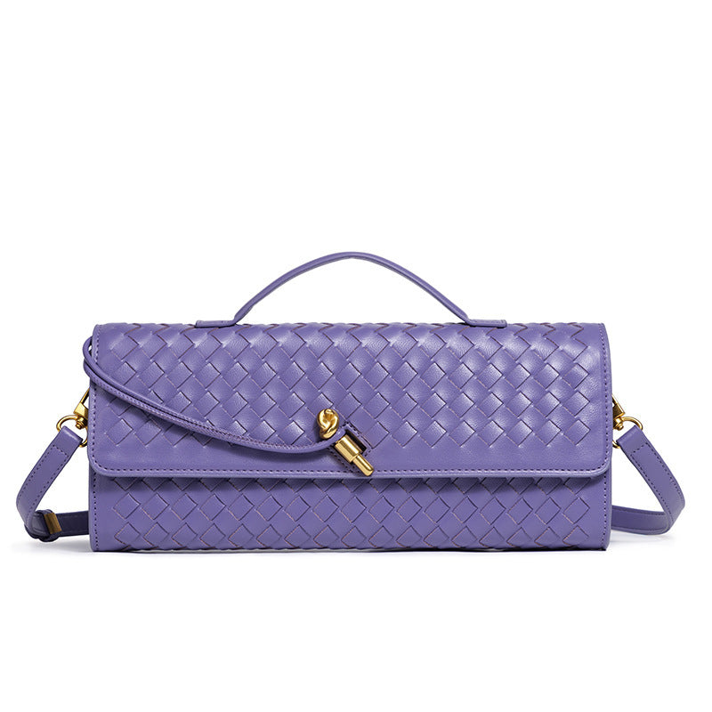 European and American Niche Woven Single Shoulder Baguette Bag Fashion Horizontal Clutch Bag Organ Lady Crossbody Bag Long Bag