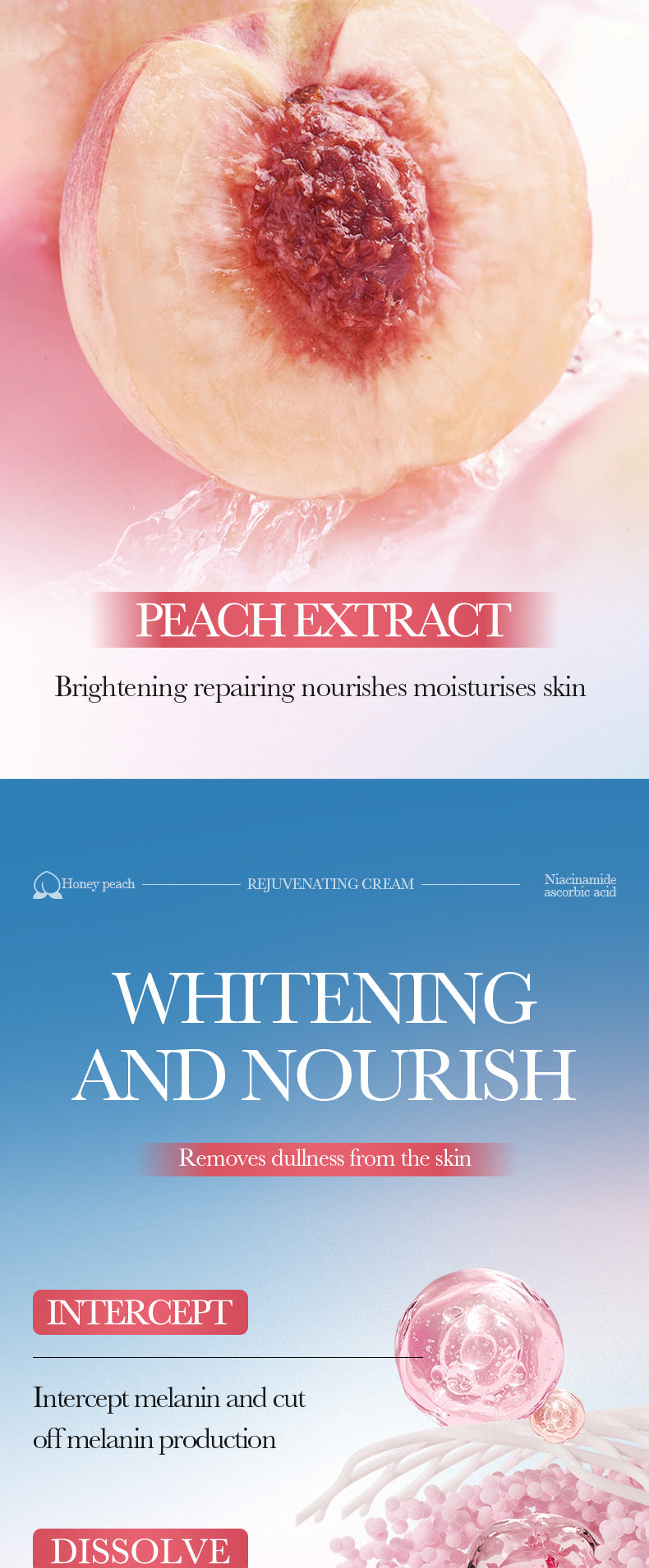 Peach Niacinamide Whitening and Rejuvenating Cream SADOER Moisturizing Body Lotion  Wholesale