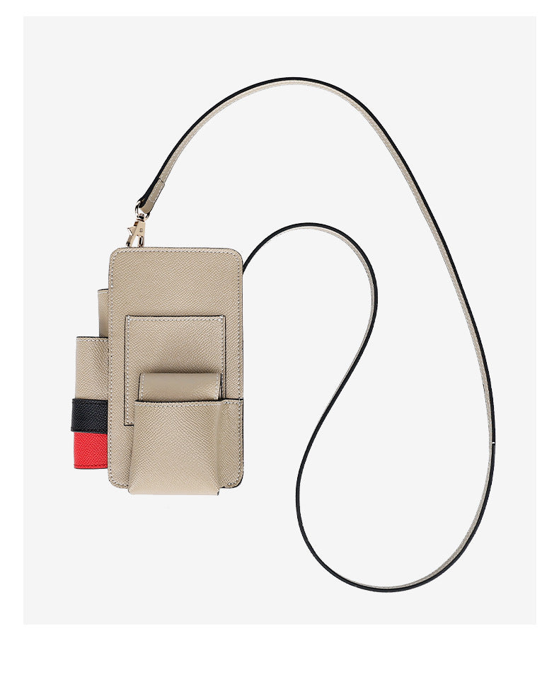 High-Quality Texture Fashion Versatile Lock Buckle Phone Bag Palm Print Genuine Leather Trendy Box Bag Simple Solid Color Crossbody Mini