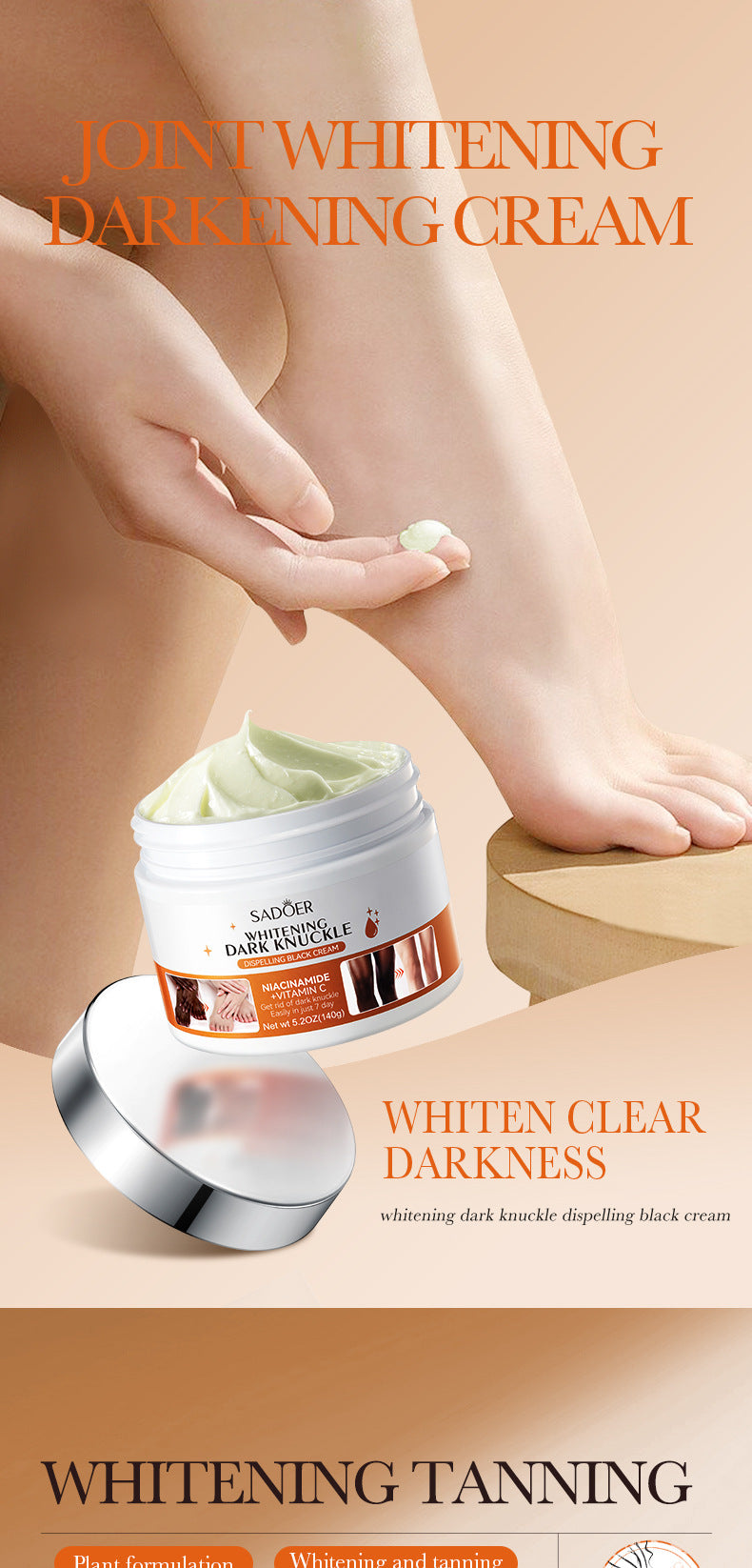 Joint Whitening and Dark Spot Removal Cream140g SADOER Vitamin C Moisturizing Body Lotion  Wholesale
