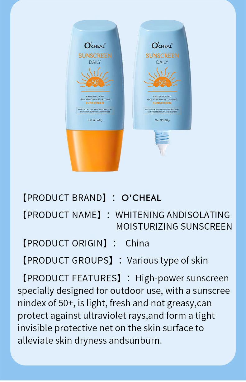 Whitening Sunscreen Cream Hot Sale on Thai E-commerce SPF50+No Makeup Moisturizing Cream60g Daily Beauty Makeup