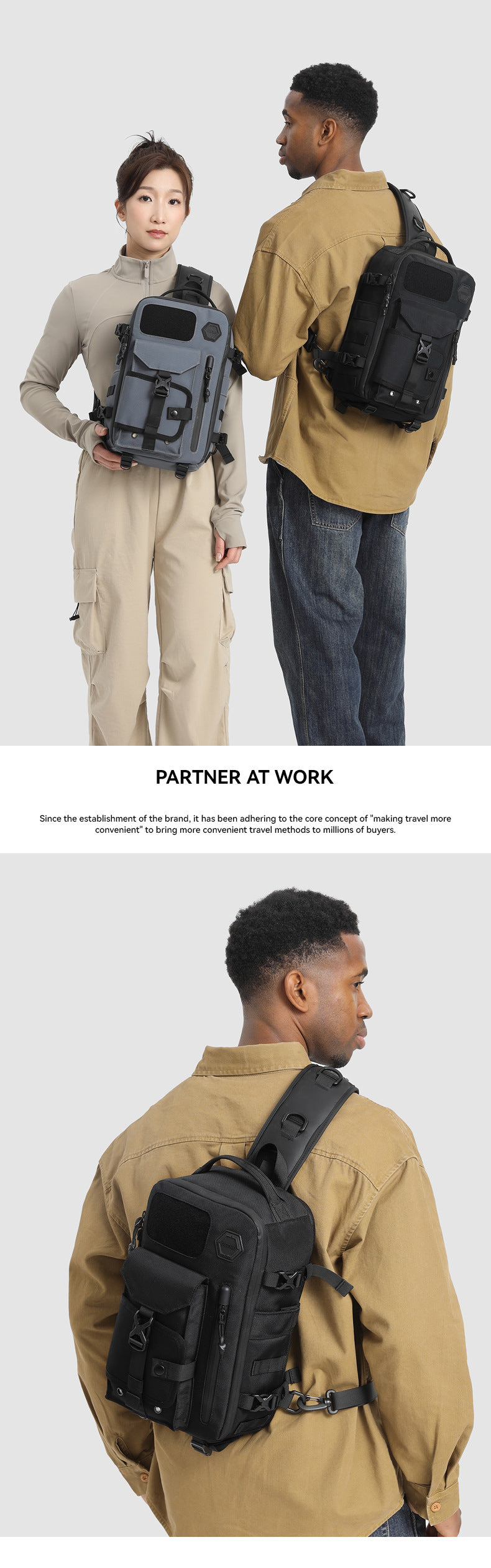 OZUKO Tactical Chest Bag Men's Waterproof Crossbody Bag Outdoor Sports Small Backpack Trendy Shoulder Portable Men's Bag