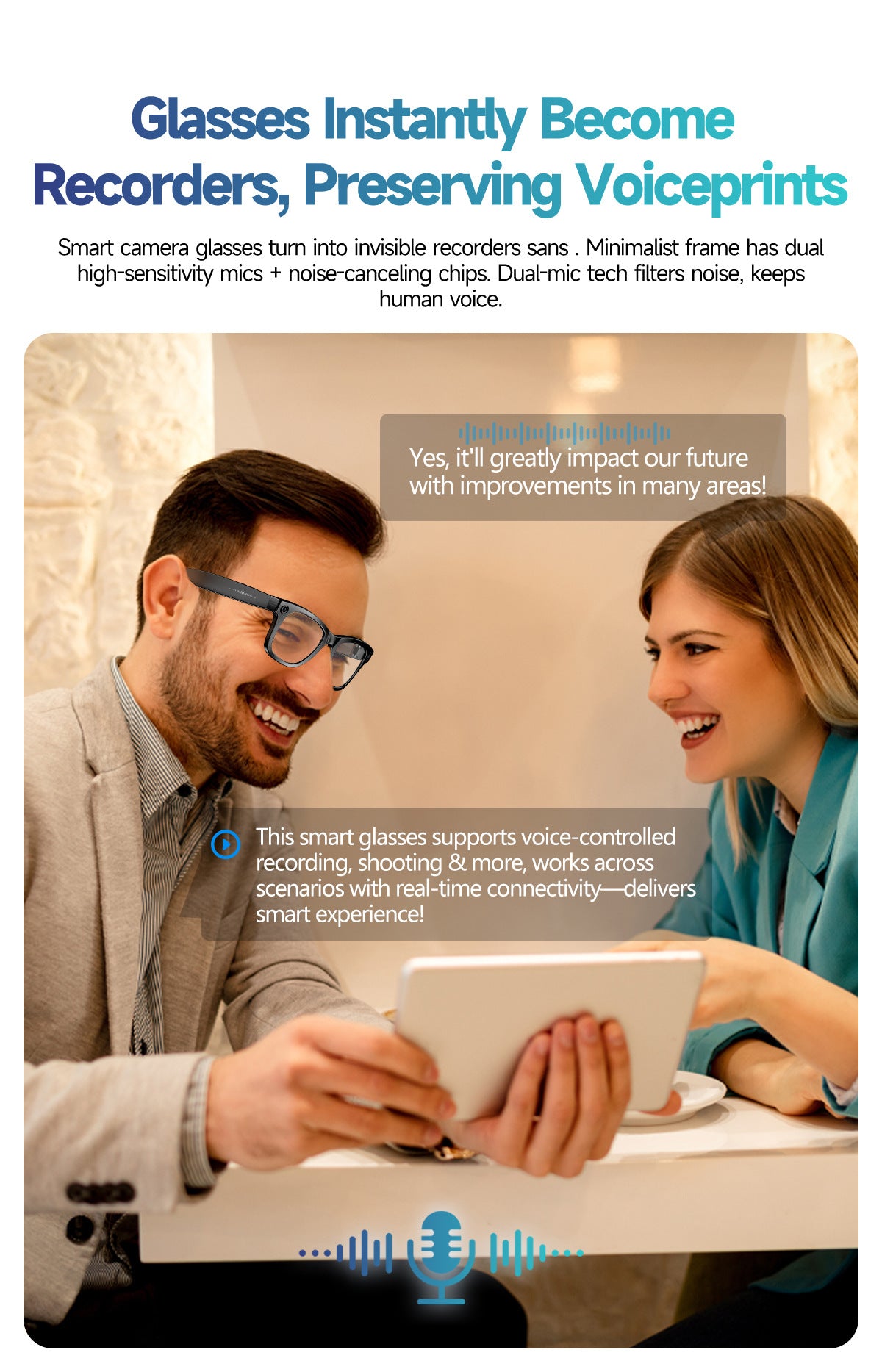 【Upgraded Version】Ai Smart Glasses Shooting800W Pixel HD anti-shake dual noise reduction sunglasses with camera