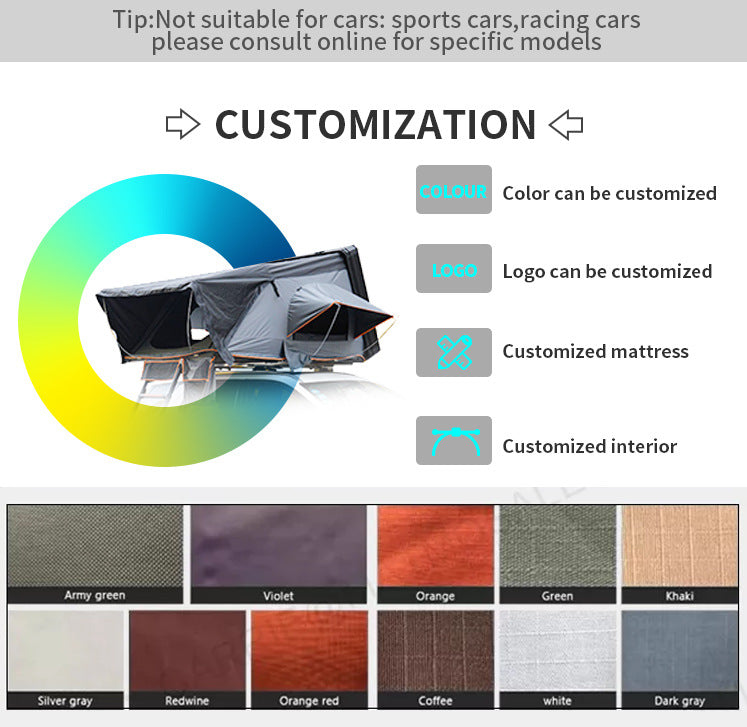 Outdoor Camping All-Aluminum Alloy Roof Tent Rainproof Automatic Quick-Open Camping Car Top Manufacturer Wholesale All-Season Universal