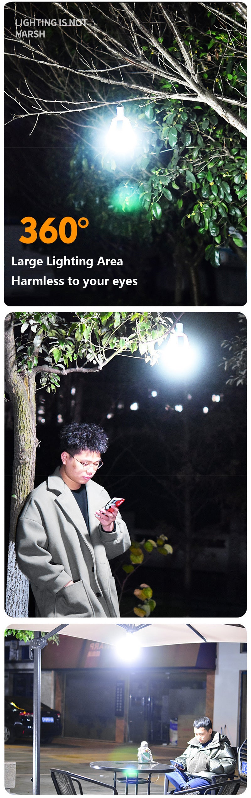 New tent light solar rechargeable bulb light for outdoor camping LED Tent light Portable Emergency Light