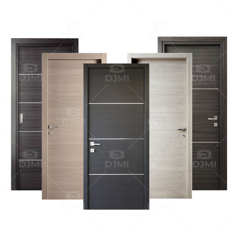 American Latest Design Modern Apartment Solid Wooden Door Veneer Panel Black Walnut Interior Room Door