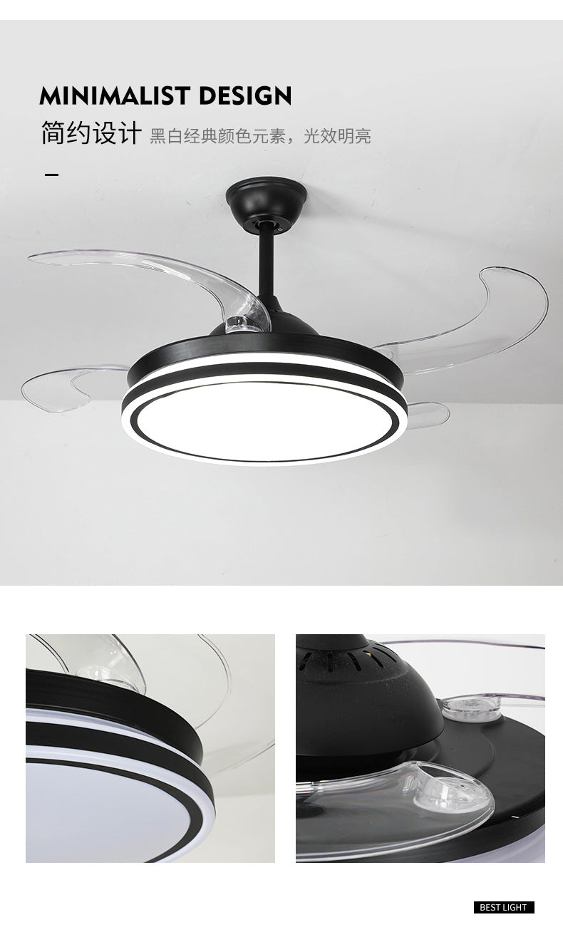 Invisible Fan Light Nordic Ceiling Fan Light High Wind Power Living Room Dining Room Bedroom Ceiling Mounted Variable Frequency Electric Fan Ceiling Light Integrated