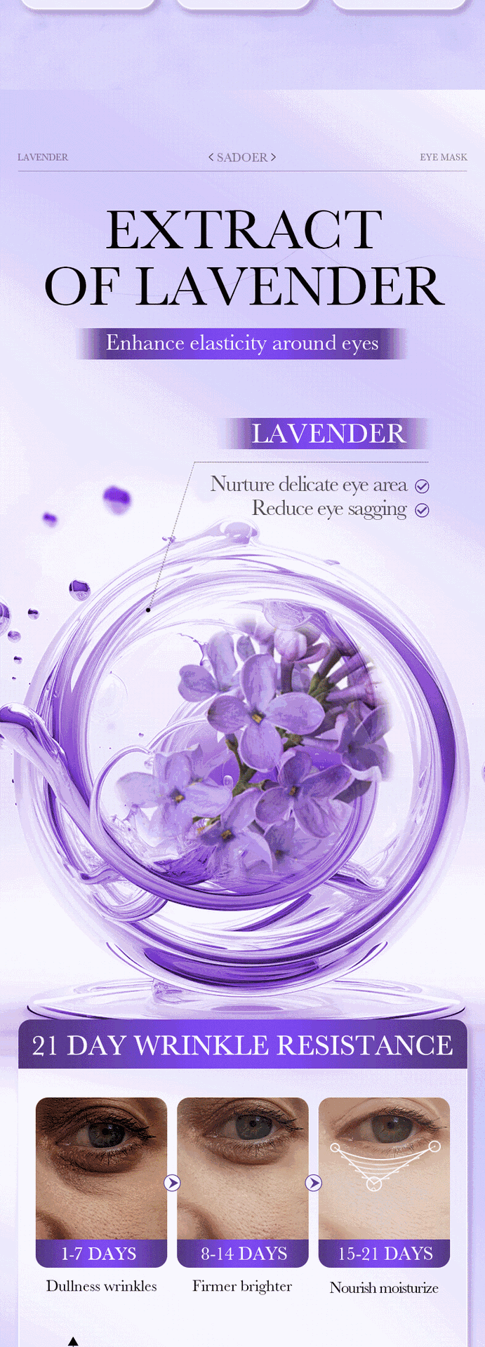 Lavender Collagen Eye Mask80gSADOER Firming and Moisturizing Eye Mask Patch  Wholesale
