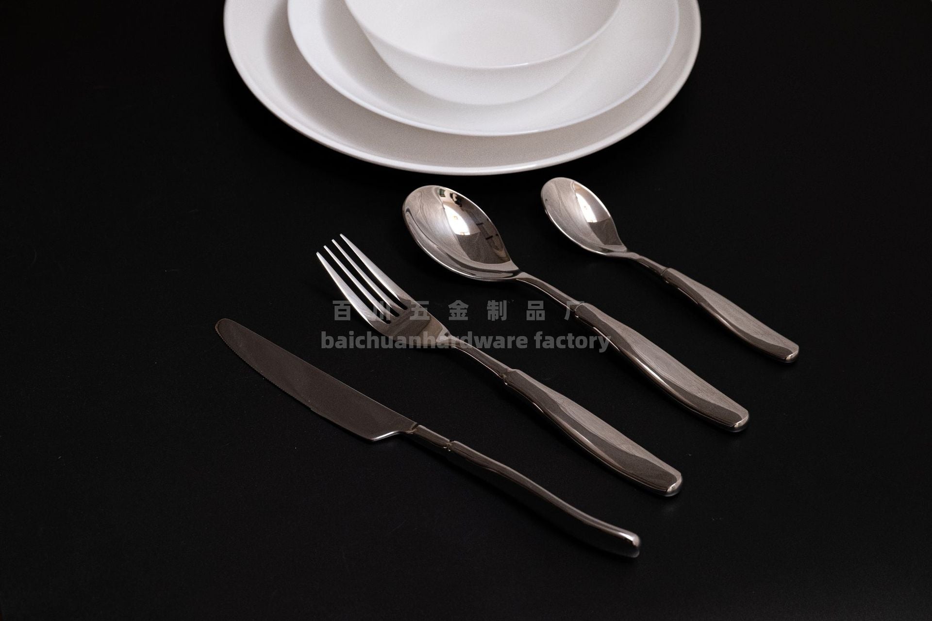 304Stainless Steel Spoon with Thickened Handle, Simple Household Knife, Fork, Spoon, Western Restaurant Supplies, Cutlery Set Wholesale