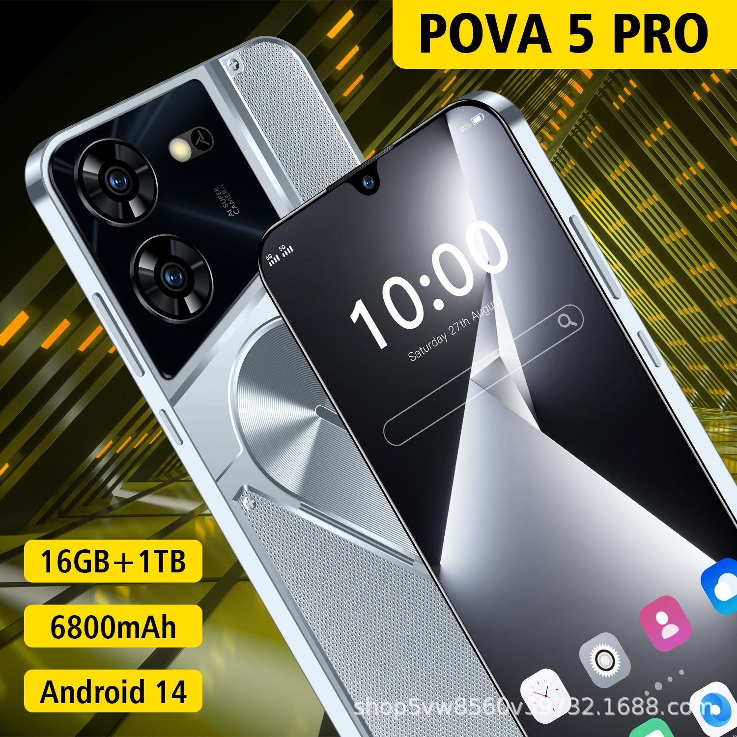 New Pova 5 pro Large Screen Android All-in-One Mobile Phone（16+1T)Smart Android Phone
