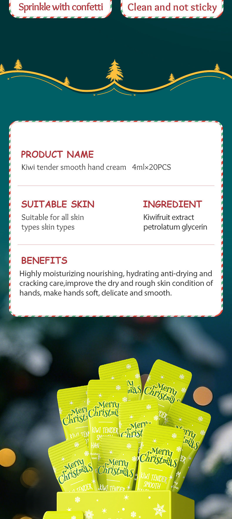 Christmas Kiwi Smooth Hand Cream SADOER Anti-chapped Moisturizing Hand Cream  Wholesale