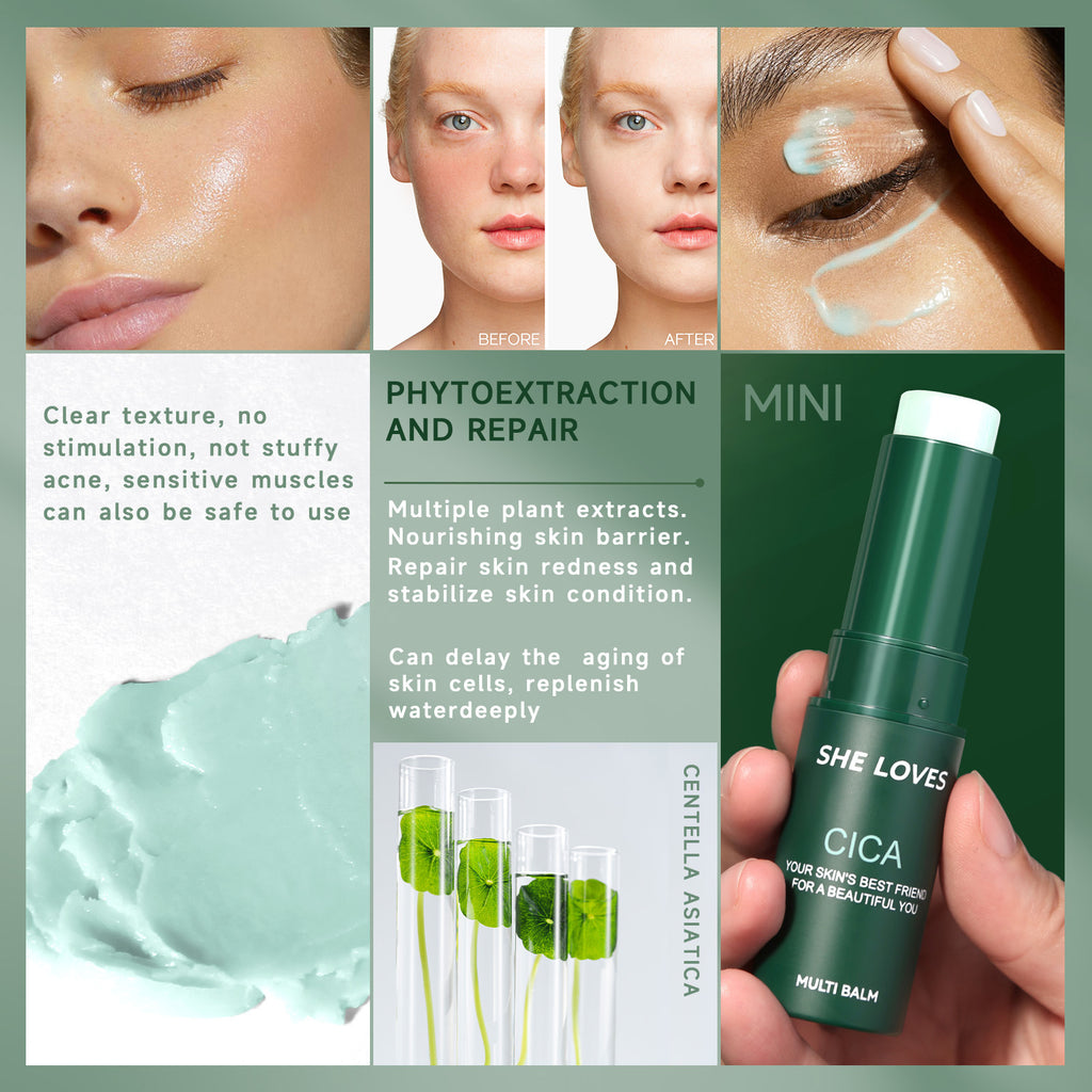 SHELOVES Centella Asiatica Essence Stick Soothing After-Sun Redness Sensitive Cooling Ice Hydrating No-Wash Essence Stick