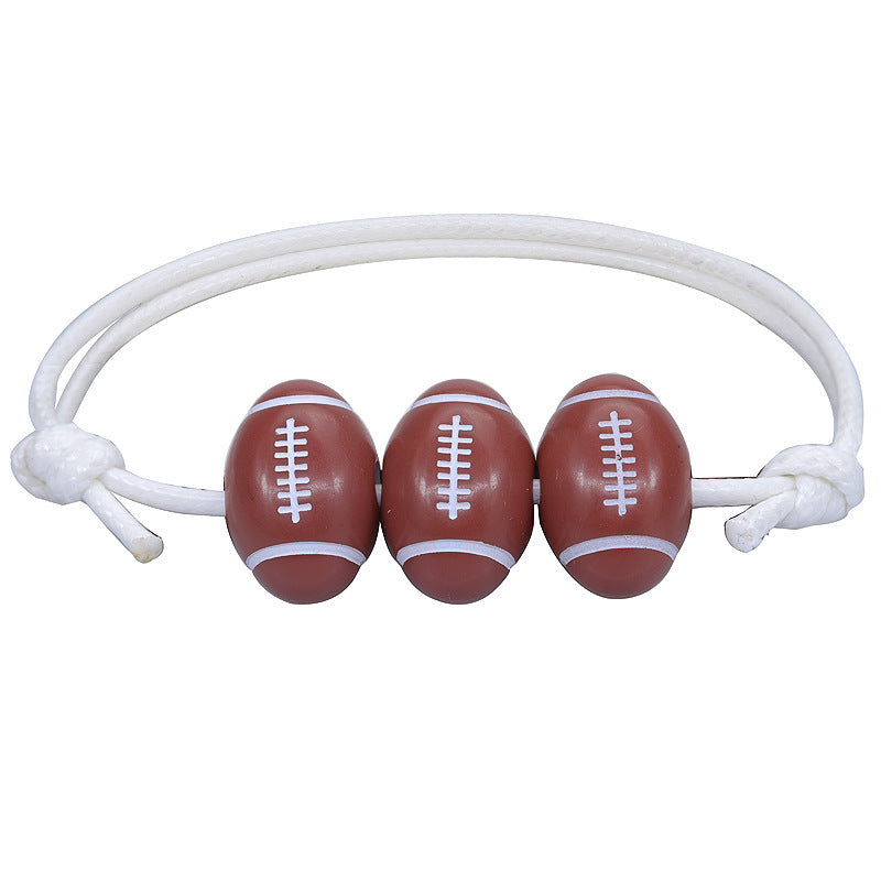 Basketball Wax Thread Braided Bracelet Men's Sports Gift Black and White Rope Wrap Bracelet Tennis Football Braided Bracelet
