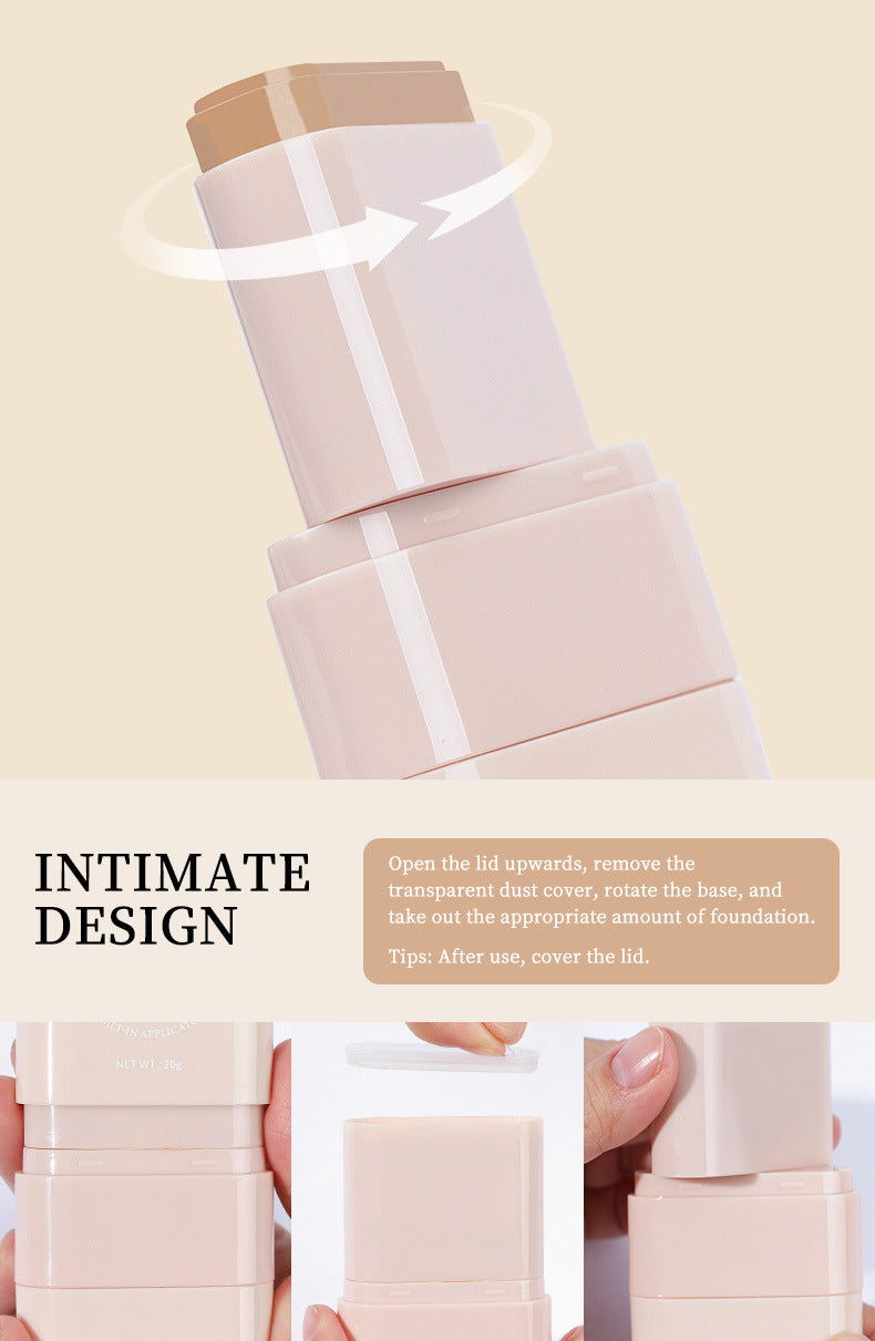 Cosmetic Non-Smudge Foundation Double-Ended Rotating Concealer Long-Lasting Waterproof Sweat Sponge Brush Head Cream Foundation