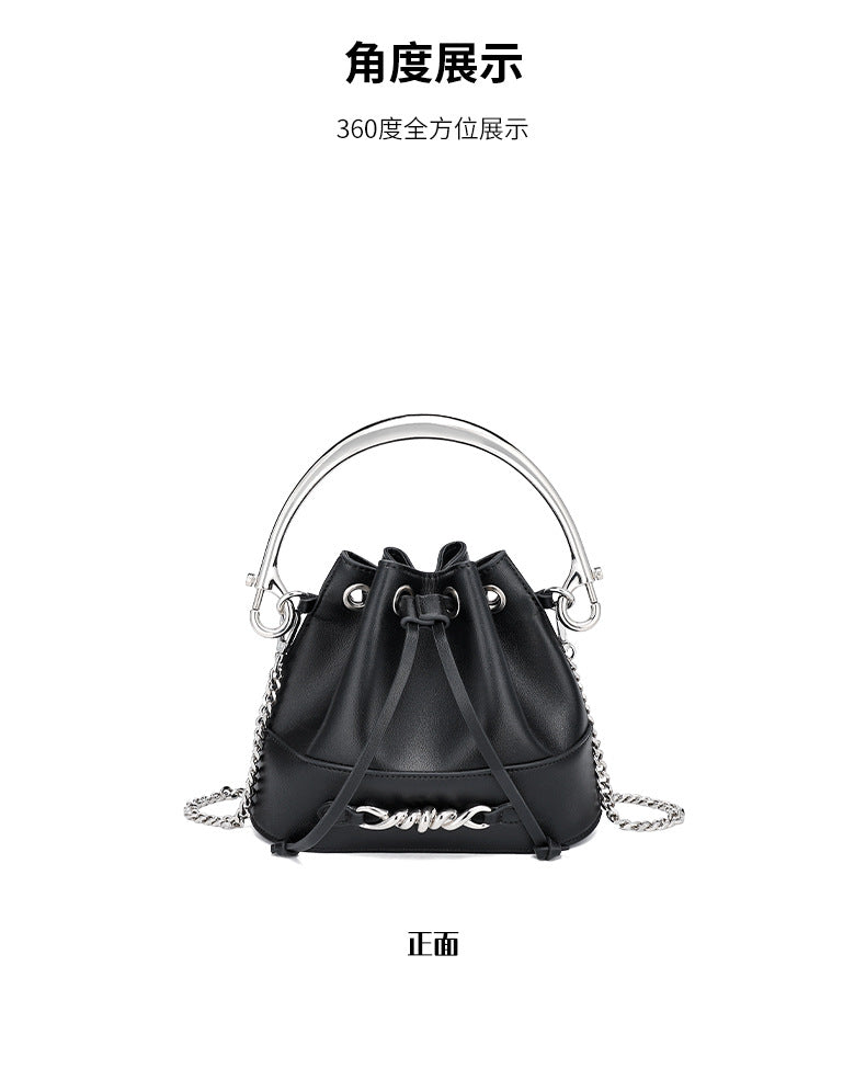 European and American Style Bucket Bag High-Quality Texture Fashion Women's Bag Drawstring Handbag Niche Versatile Shoulder Crossbody Bag for Women