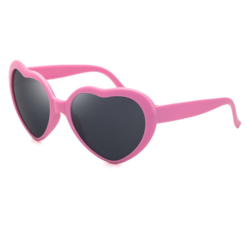 Light Changing Heart Romantic Glasses Night Internet Celebrity Same Style Sunglasses Trendy Heart Sunglasses Stage Performance