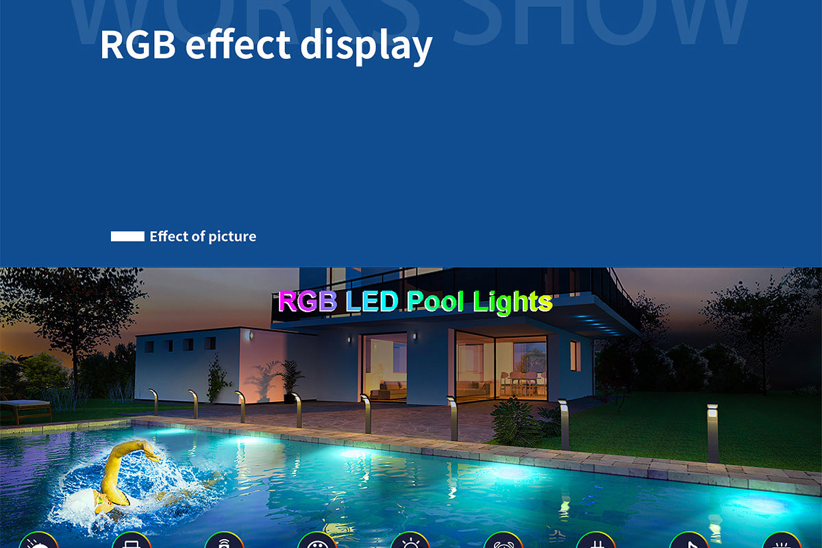 Bluetooth Pool Light IP68Waterproof Underwater Light LED Atmosphere Light Underwater Light Outdoor Hanging Pool Light