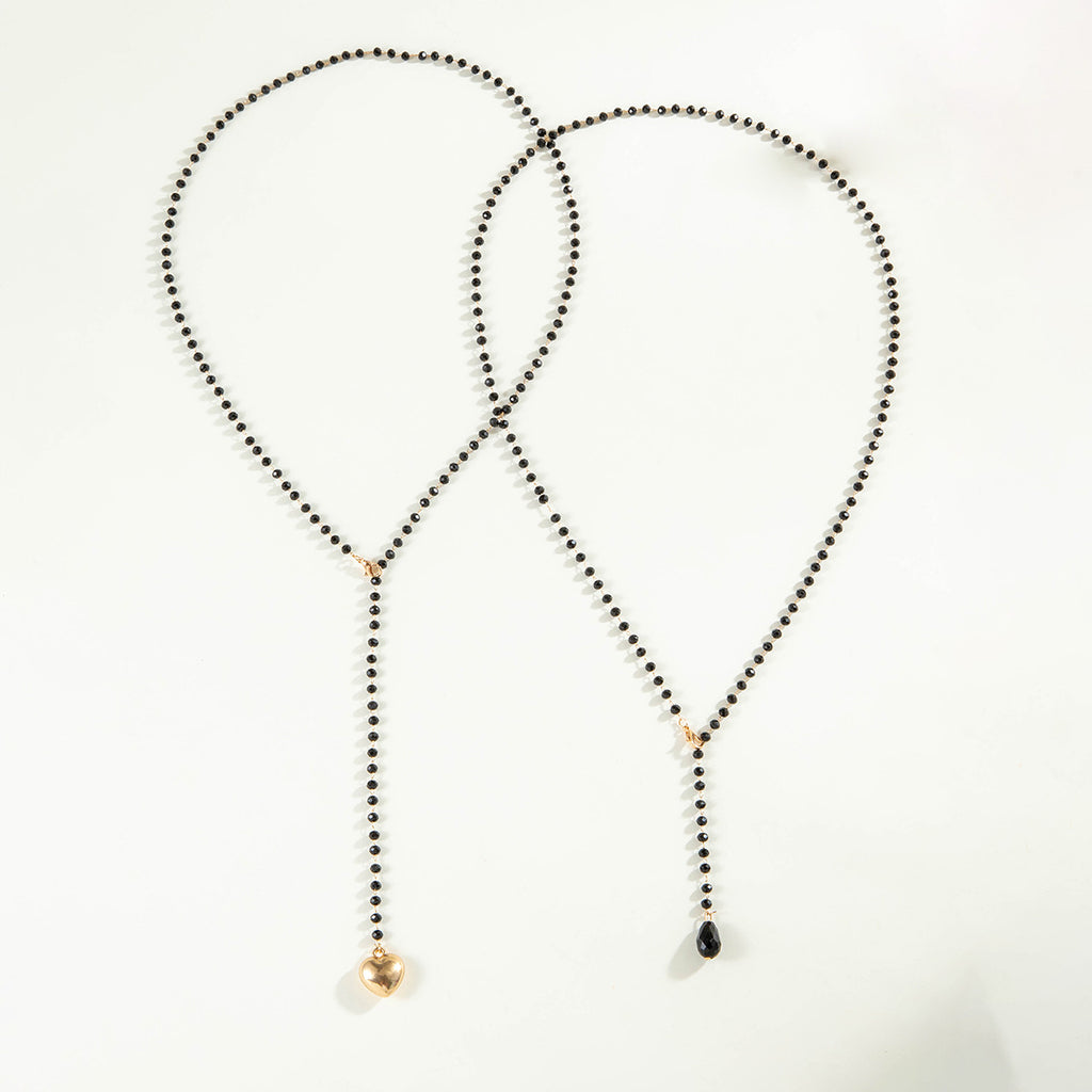 European and American Fashion Jewelry Beaded Tassel Double Layer Long Necklace Elegant Multi-layer Wear Y Type Necklace Ornament