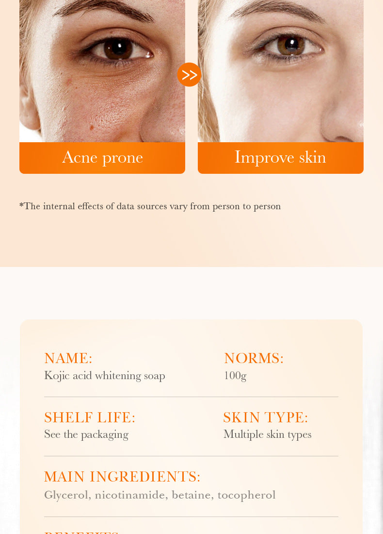 Kojic Acid Whitening Soap100g SADOER Clean Bathing Facial Soap Handmade Soap  Wholesale