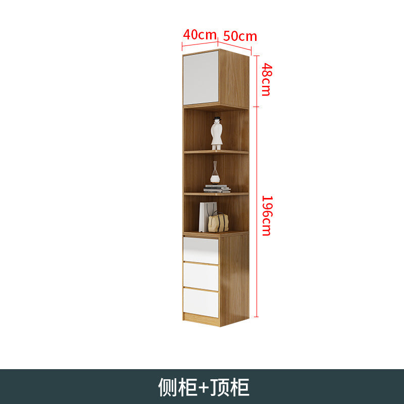 Natural Wood Color Cream Style Wardrobe with Flat Doors for Bedroom, Comes with Small Dressing Table, Freely Combinable Storage Cabinet