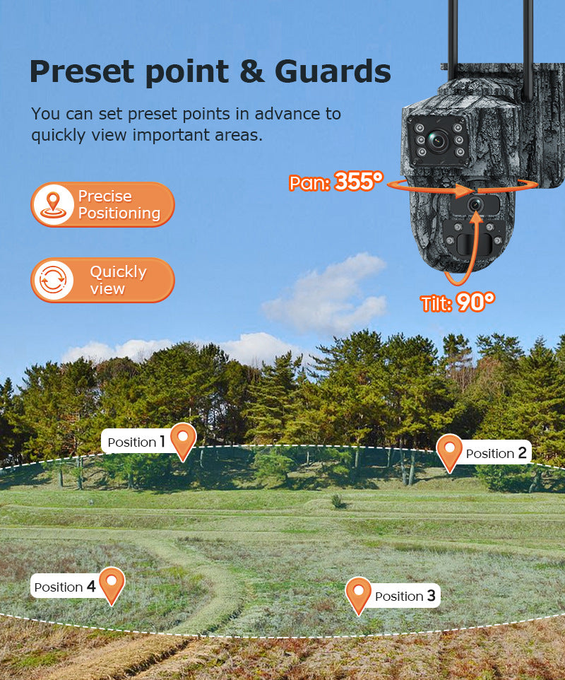 Specially designed for Solar Surveillance Cameras6MP High Definition Dual Screen4G Outdoor Waterproof Camera New Camouflage