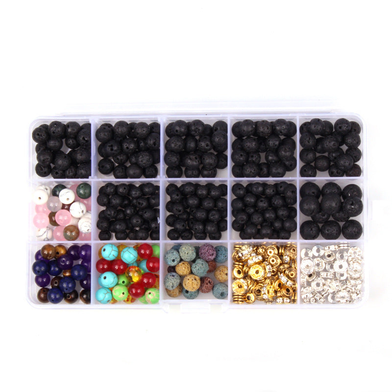 Colorful Handmade Beaded Bracelet Volcanic Stone White Loose Beads Boxed Spacer Material Accessories Natural Stone DIY Accessories