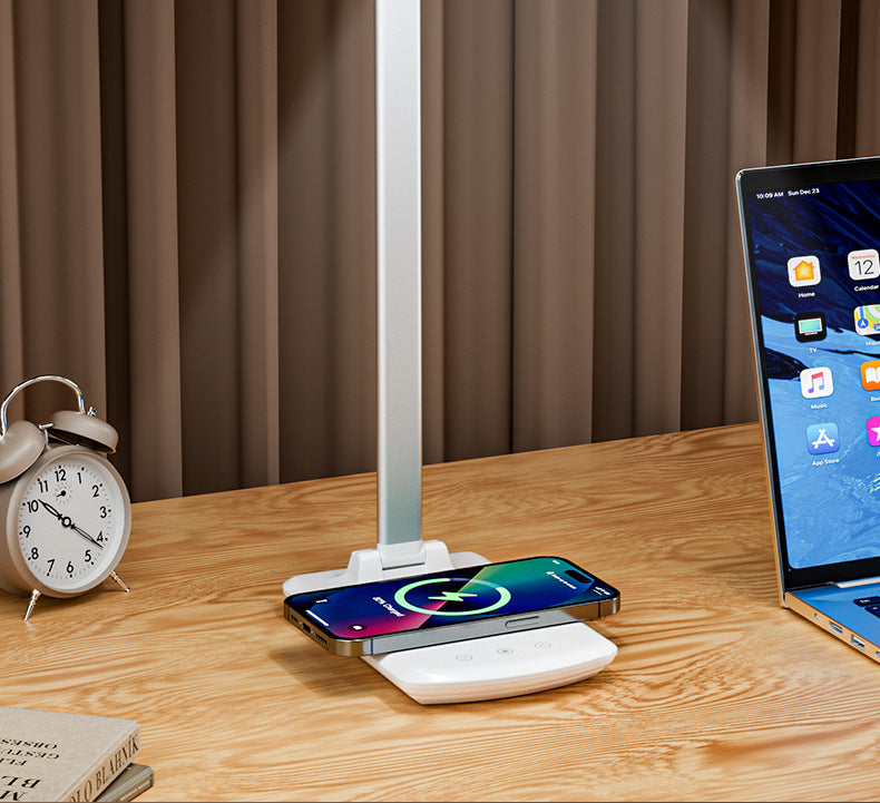 Factory Wholesale LED Smart Folding Desk Lamp Three Color Temperature Mobile Phone Wireless Charging Lighting Lamp Reading Eye Protection Lamp