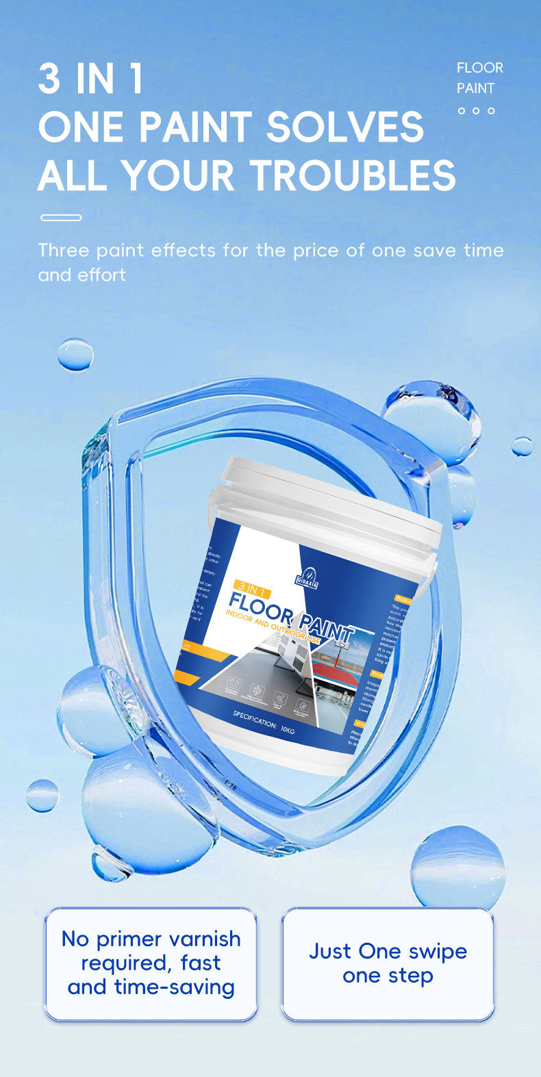 Home Floor Paint Three-in-One Epoxy Floor Paint Cement Floor Water-Based High Solid Wear-Resistant Resin Southeast Asia Environmental Protection