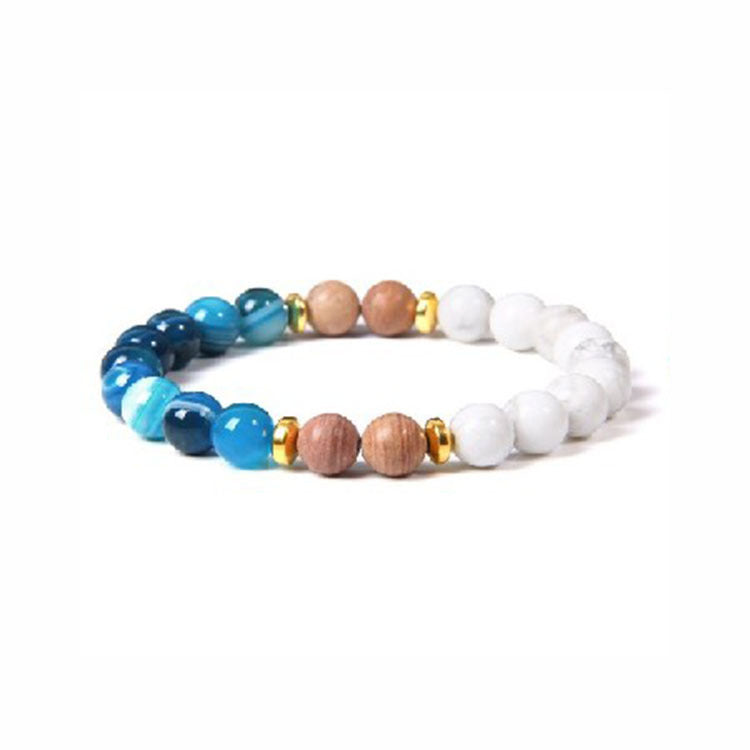 Popular Natural Stone White Pine Gold Flakes Bracelet Bracelet Unisex Bracelet Manufacturer Direct Sale