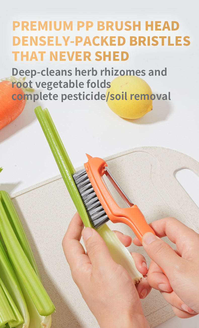 New Multifunctional Fruit and Vegetable Cleaning Tool, Two-in-One Peeler for Potatoes, Fruit Tree Cleaning Brush