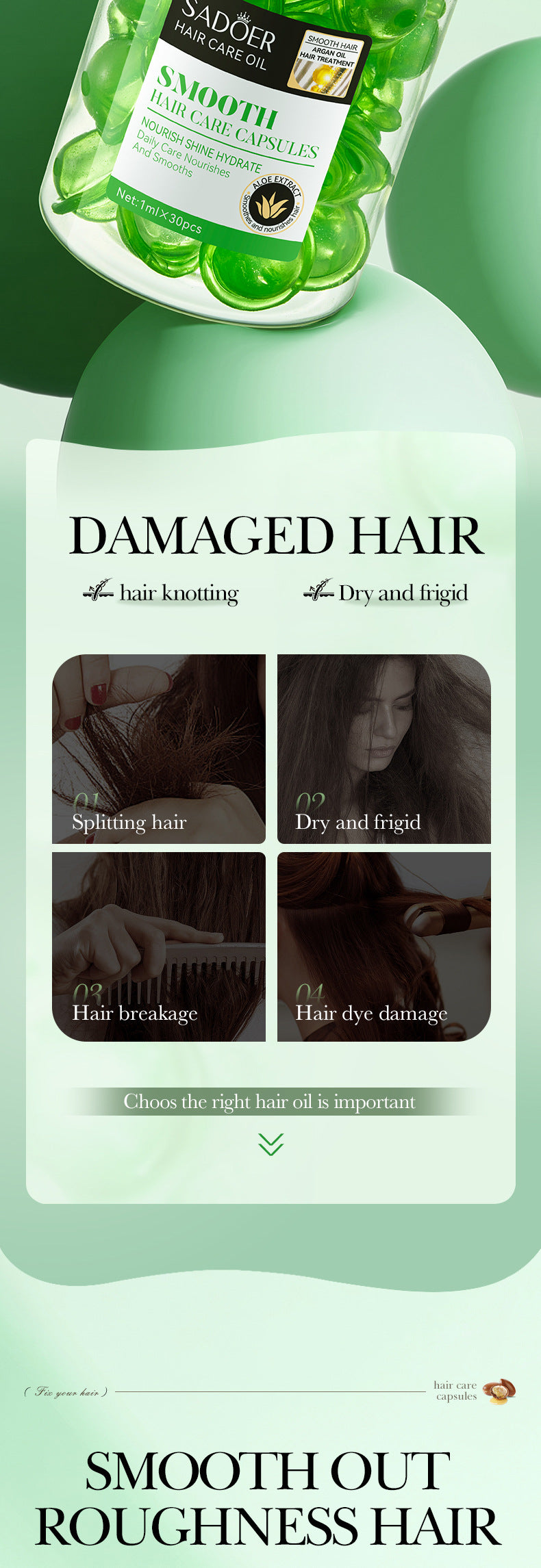 Nut Oil Hair Care Capsules SADOER Improve Frizz Essential Oil Capsule Conditioner  Wholesale