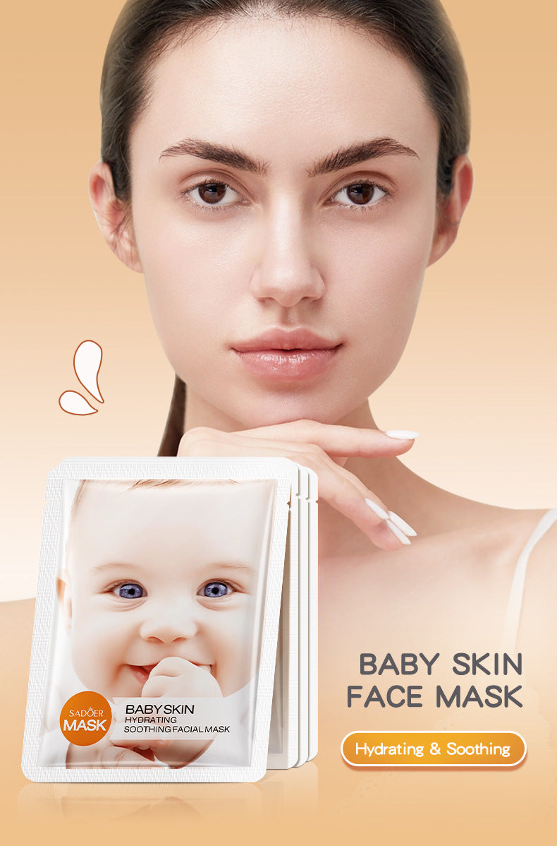 Baby Face Mask25g SADOER Moisturizing, hydrating, skin-smoothing facial mask sheets for cross-border foreign trade wholesale
