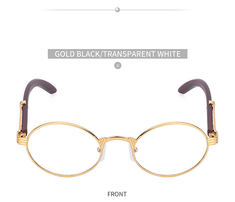 Vintage Small Frame Glasses for Women Imitation Wood Grain Oval Frame Sunglasses for Men Trendy Anti-Glare Sunglasses sunglasses