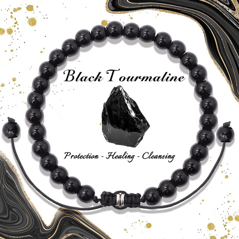 Natural Stone Crystal Beaded Bracelet4/6/8mm Chalcedony Turquoise Stretch Bracelet Lapis Tiger Eye Braided Bracelet