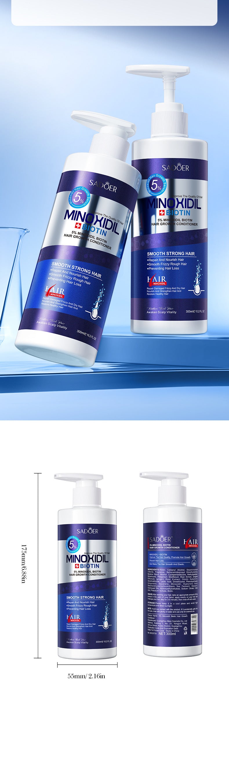 SADOER5%Minoxidil Biotin Hair Growth Conditioner Hair Mask Export