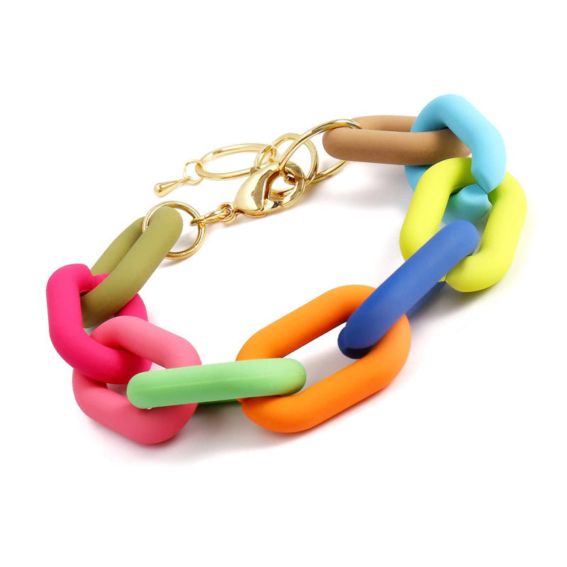 U Chain Bracelet for Women DIY Colorful Simple Resin Bracelet Lobster Clasp Extension Chain Resin Chain Bracelet