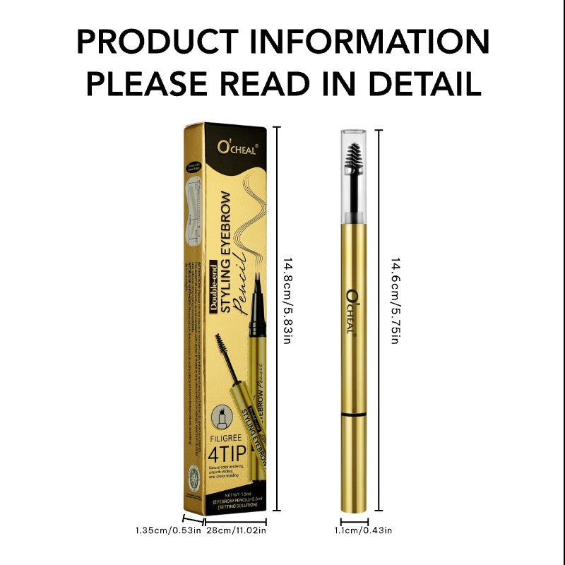 European Beauty Double-Ended Multi-Prong Plush Eyebrow Pencil+Styling Eyebrow Gel with Eyebrow Card Eye Set