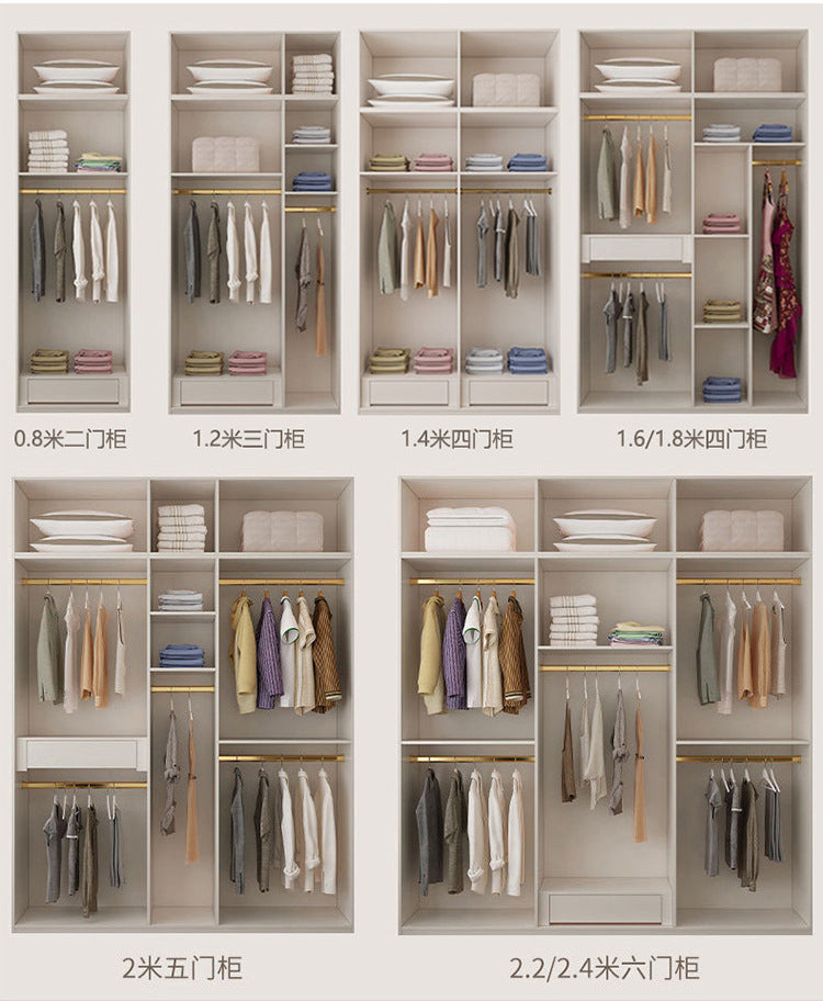 Cream Style Solid Wood Wardrobe Modern Simple Bedroom Storage Cabinet One Door to Ceiling Economical Small Apartment Home Large Wardrobe