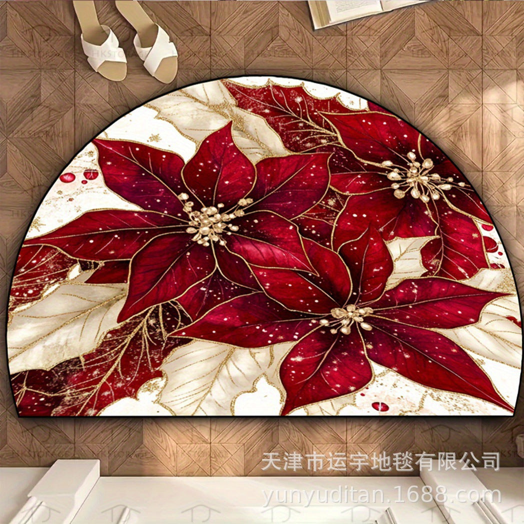 Christmas Decorative Doormat Crystal Velvet Non-Slip Door Mat Festive Atmosphere Entrance Door Mat Outdoor Dust Removal Mat