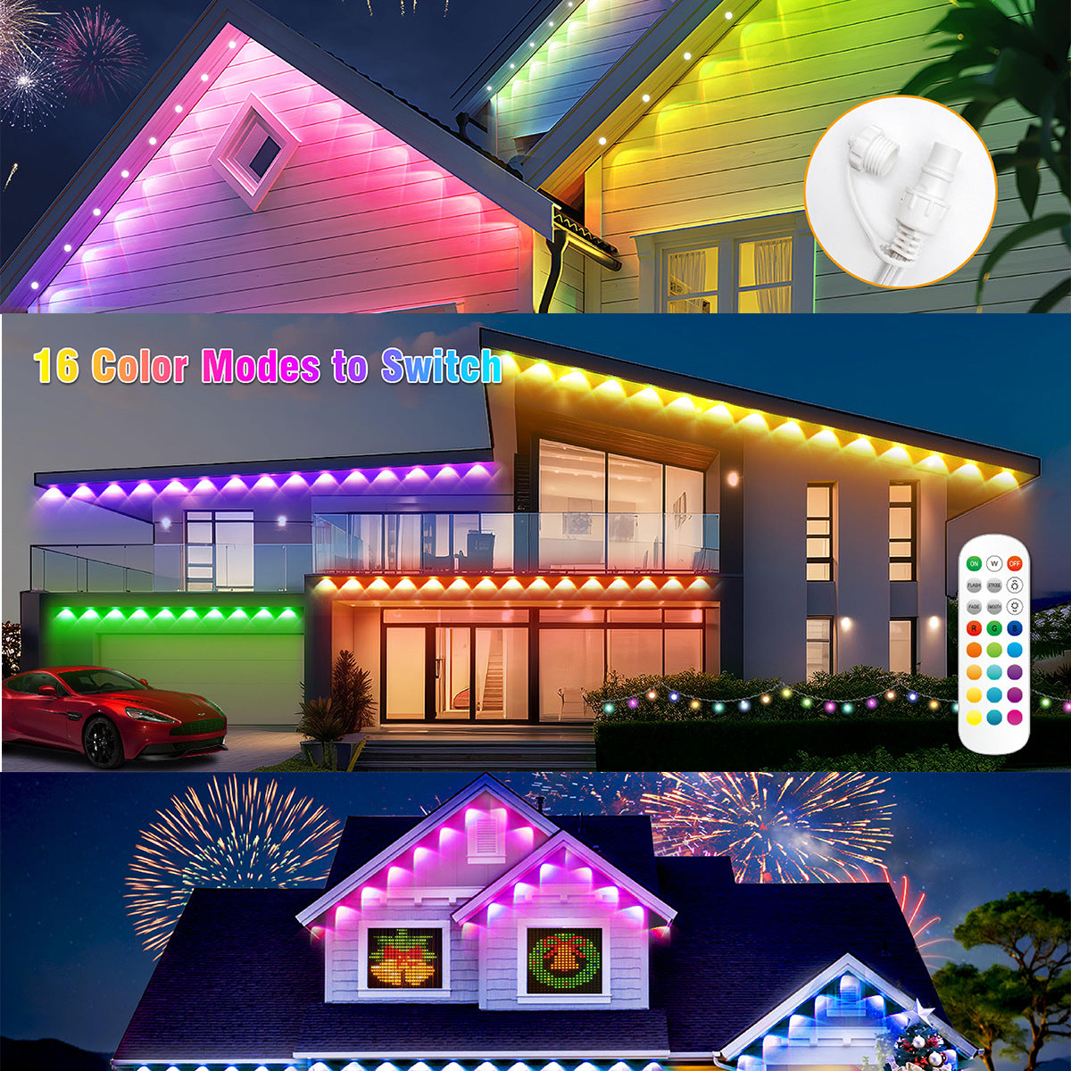 RGB Eaves Light Bluetooth Eaves Light String LED Eaves Lamp Outdoor Waterproof Eaves Lamp Room Eaves Lamp Symphony Eaves Lamp