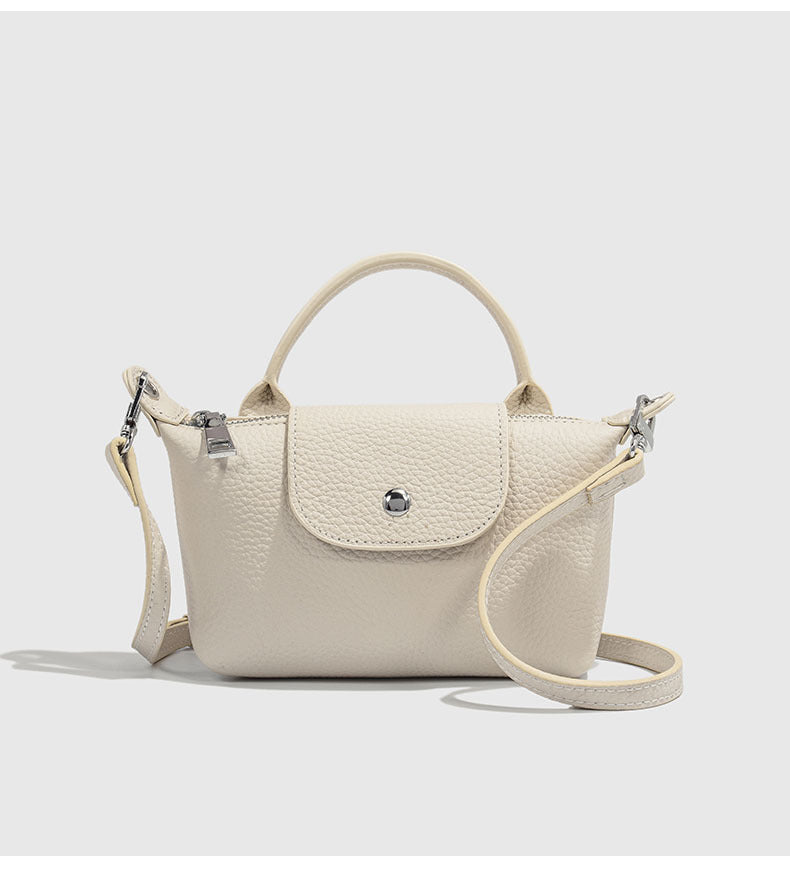 First Layer Cowhide Dumpling Bag Casual Genuine Leather Phone Bag for Women Summer Crossbody Bag Versatile Lightweight Walking Small Bag