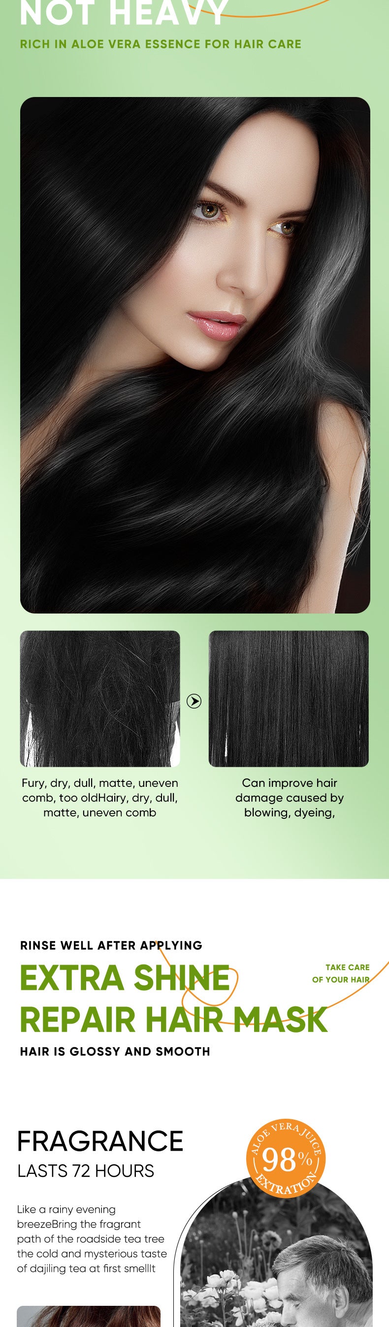 Aloe Vera Hair Mask10g*20pcs Smooth Improves Frizz and Smoothness Portable Export Manufacturer Wholesale