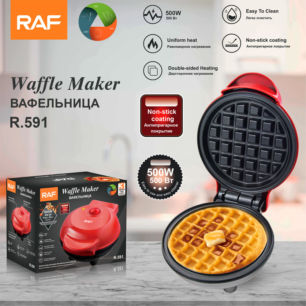 RAF European Standard Household Mini Double-Sided Breakfast Machine Waffle Heating Cake Machine Sandwich Maker Multi-Functional