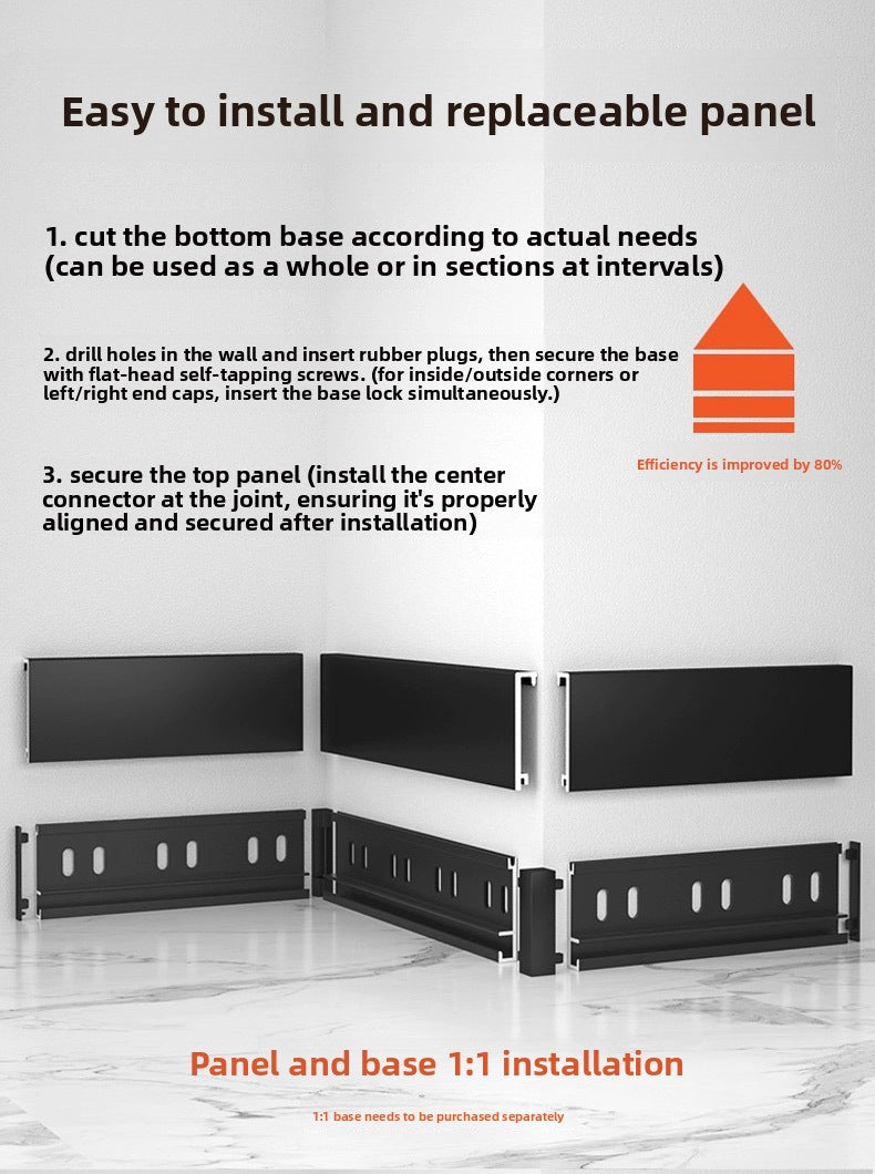 Aluminum alloy skirting board, ultra-thin cream-style baseboard decorative line, curved light-luxury metal snap-on skirting board