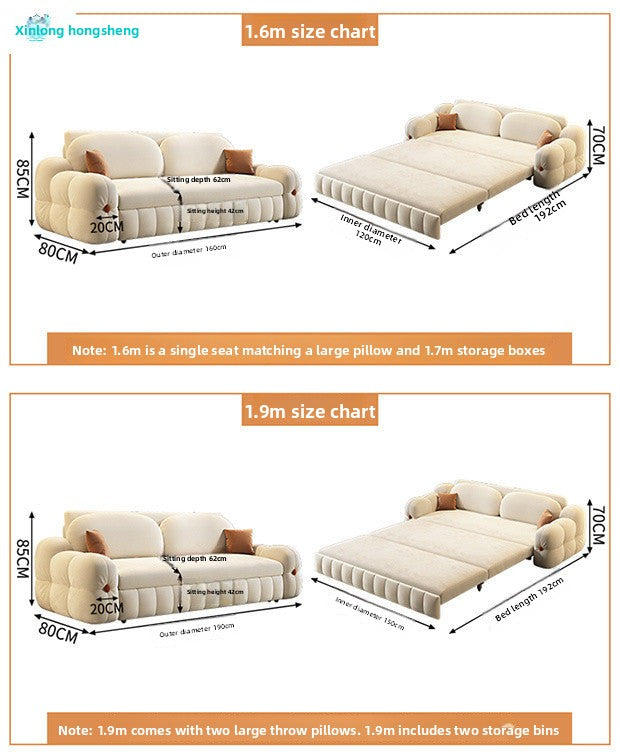 New Velvet Sofa Bed Two-in-One Multi-Functional Pull-Out Foldable Storage Small Apartment Balcony New Model